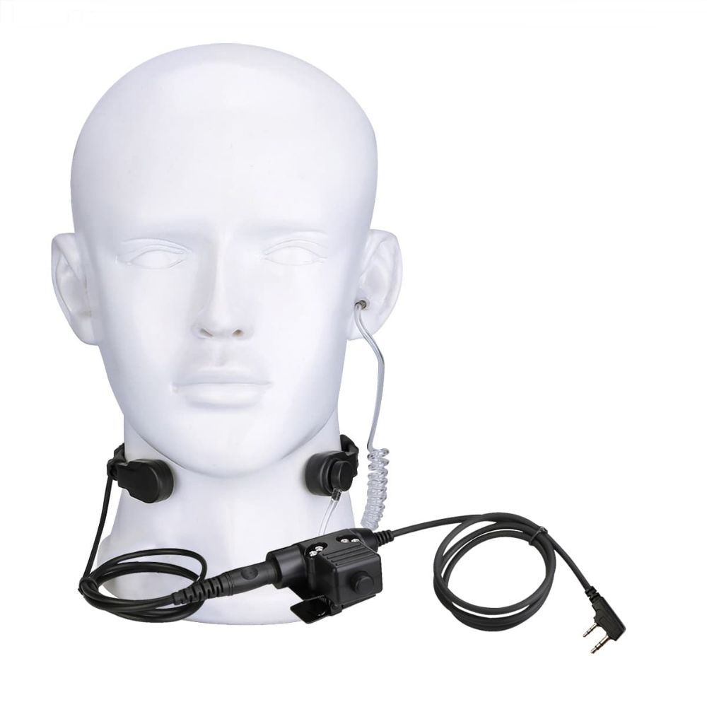 Stretchable Coiled Tactical Throat Mic U94 PTT Kenwood 2Pin
