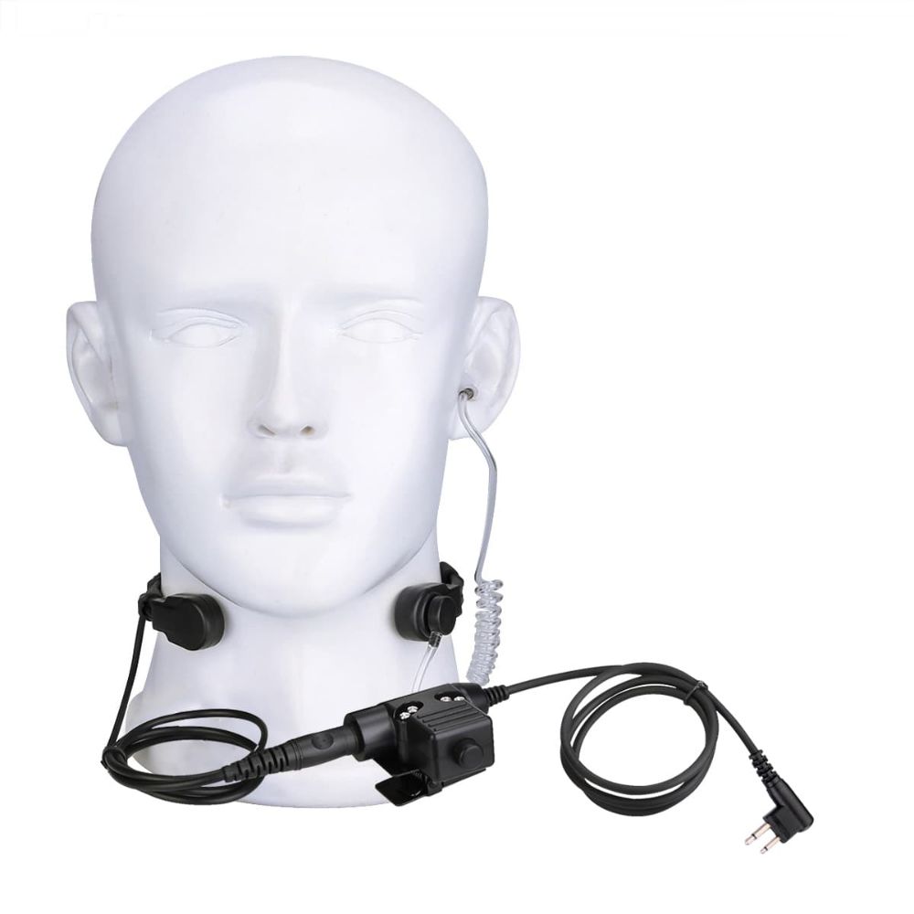 Stretchable Coiled Tactical Throat Mic U94 PTT Motorola 2Pin