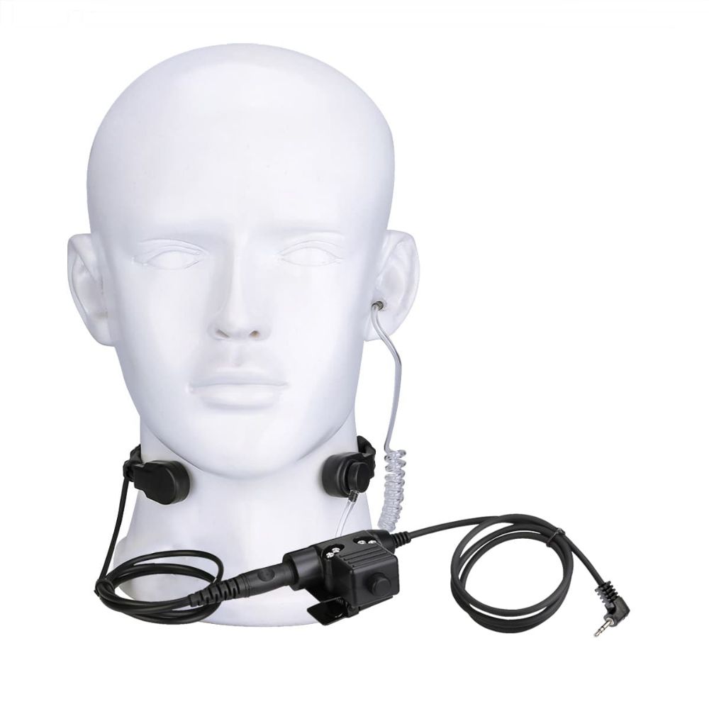 Motorola T6200 Stretchable Coiled Tactical Throat Mic U94 PTT