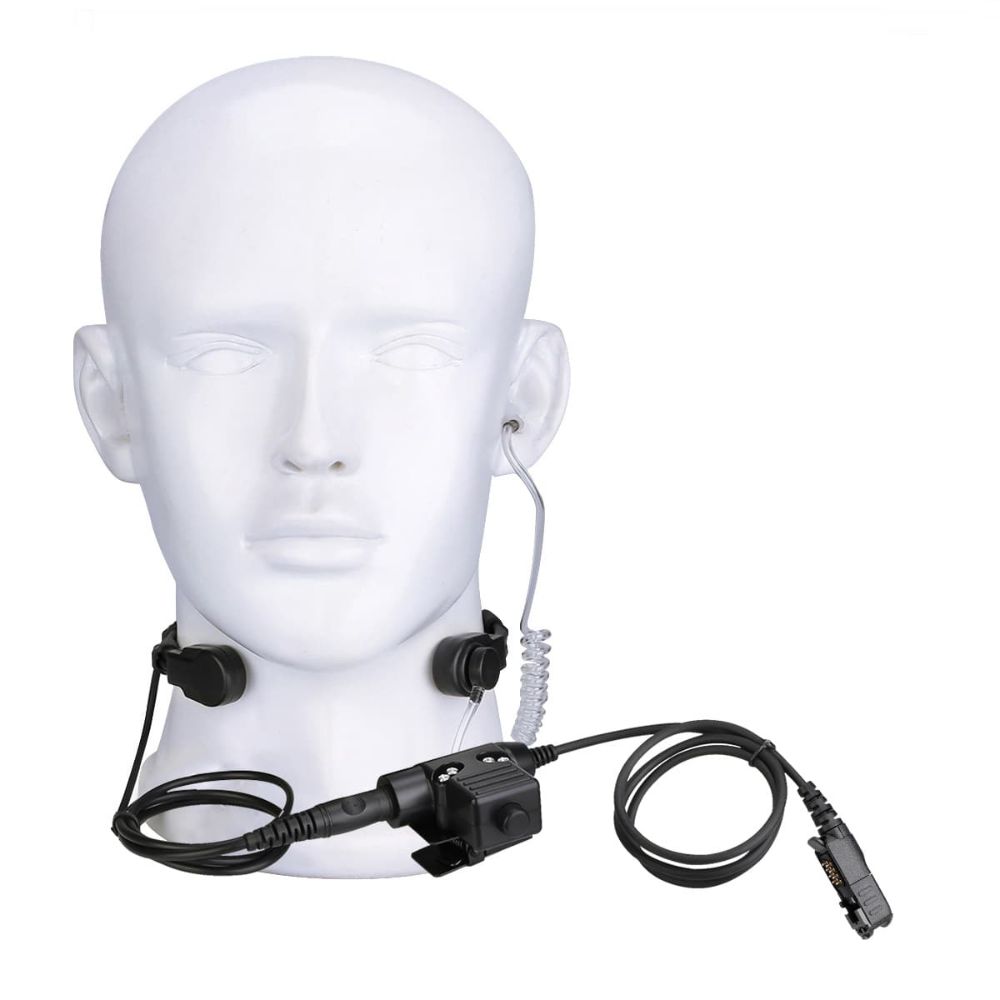 Motorola XiR P6600 Stretchable Coiled Tactical Throat Mic U94 PTT