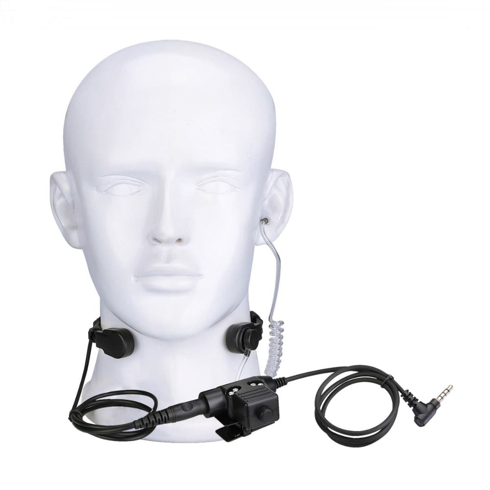 Vertex VX-10 Stretchable Coiled Tactical Throat Mic U94 PTT