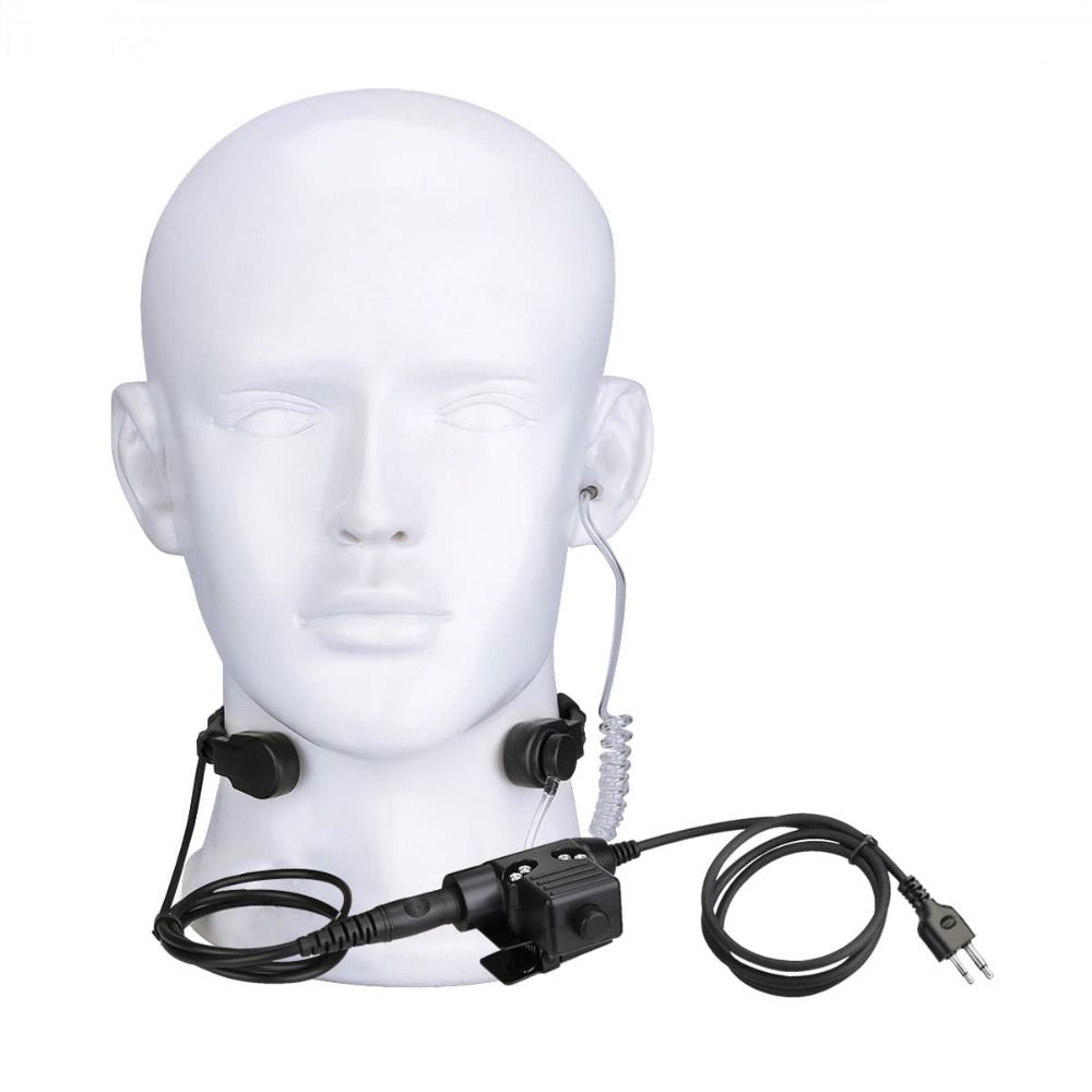 2Pin Stretchable Coiled Tactical Throat Mic U94 PTT for ICOM Radio