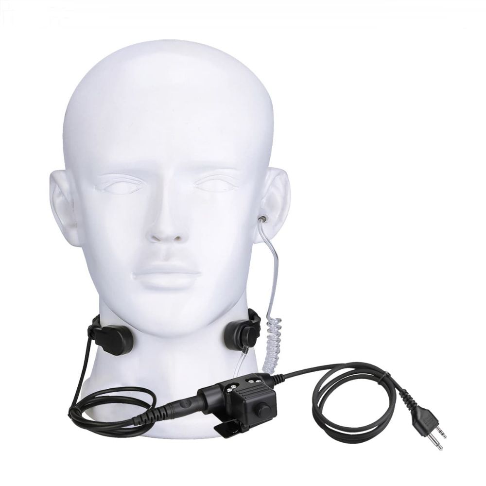2Pin Stretchable Coiled Tactical Throat Mic U94 PTT for MIDLAND Radio