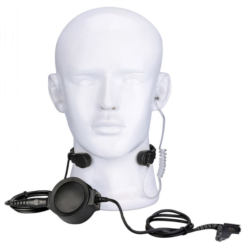 Motorola HT1000 Stretchable Coiled Tactical Throat Mic Big PTT