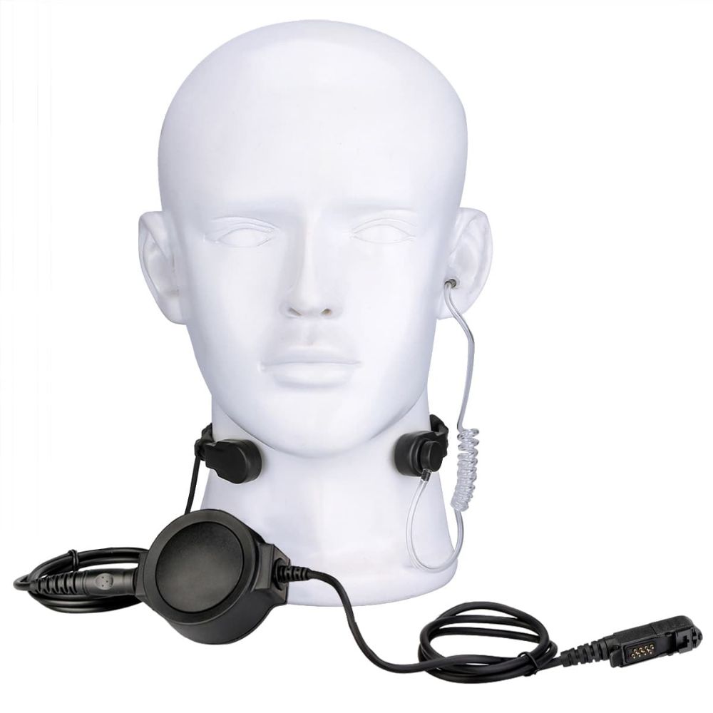 Motorola XiR P6600 Stretchable Coiled Tactical Throat Mic Big PTT