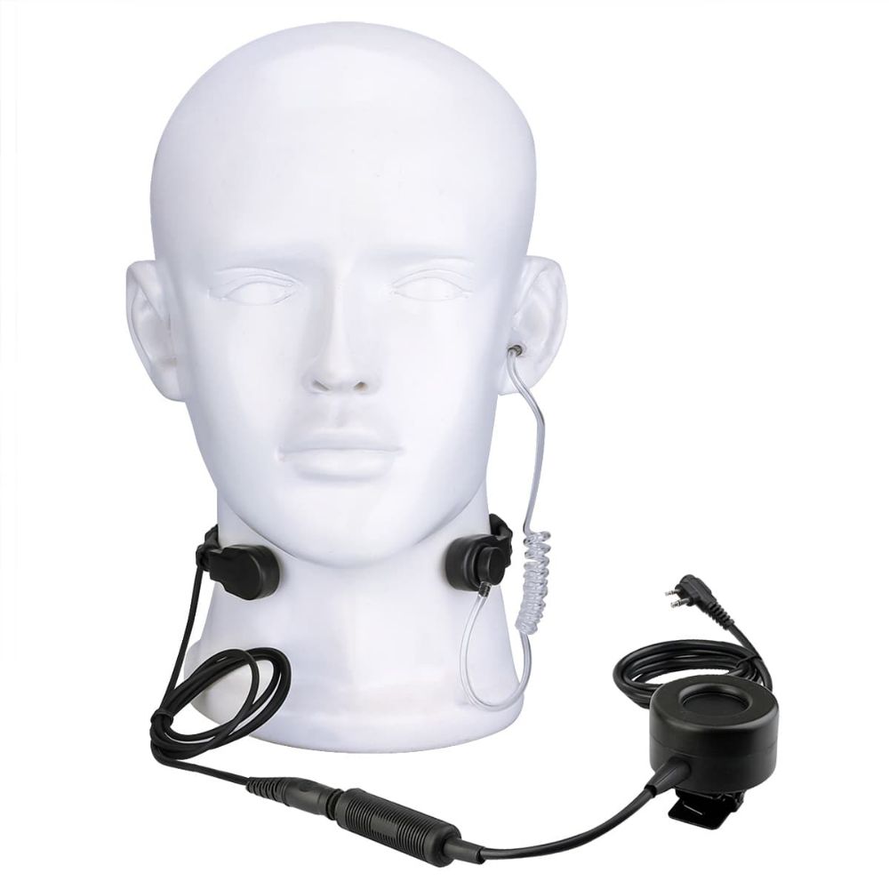 Motorola 2Pin Stretchable Coiled Tactical Throat Mic TCI PTT