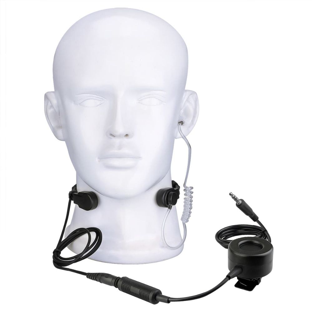 3.5mm Phone Stretchable Coiled Tactical Throat Mic TCI PTT