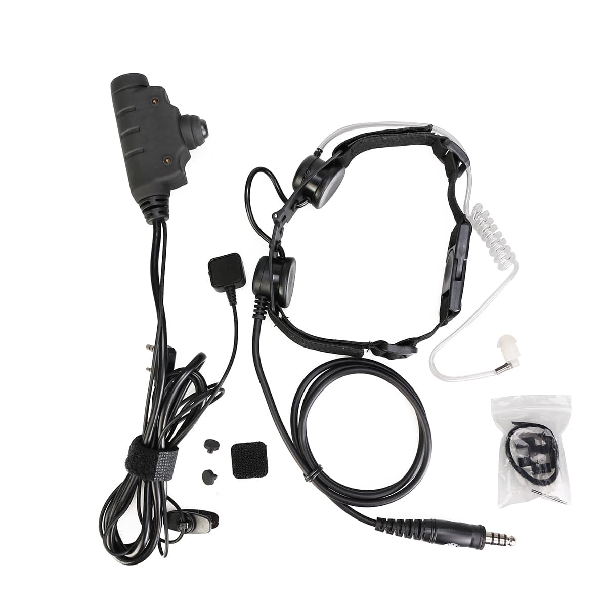 7.1mm Jack Plug Throat Mic Microphone Covert Acoustic Tube Cool U94 PTT Throat Microphone Earpiece Tactical Headset for Radio Walkie Talkie Vocal Hands-Free in-Ear Military Headset 