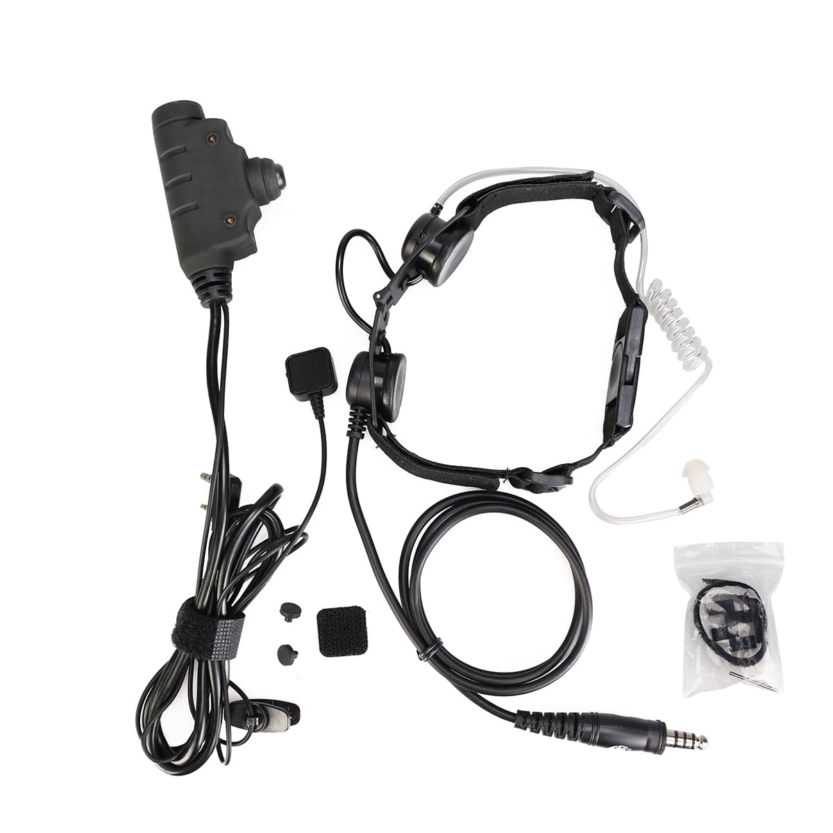 2-Wire Tactical Adjustable Throat Mic Finger PTT for Kenwood Radio