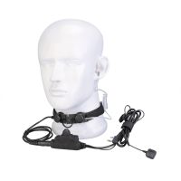 2-Wire Tactical Adjustable Throat Mic Finger PTT for Kenwood Radio