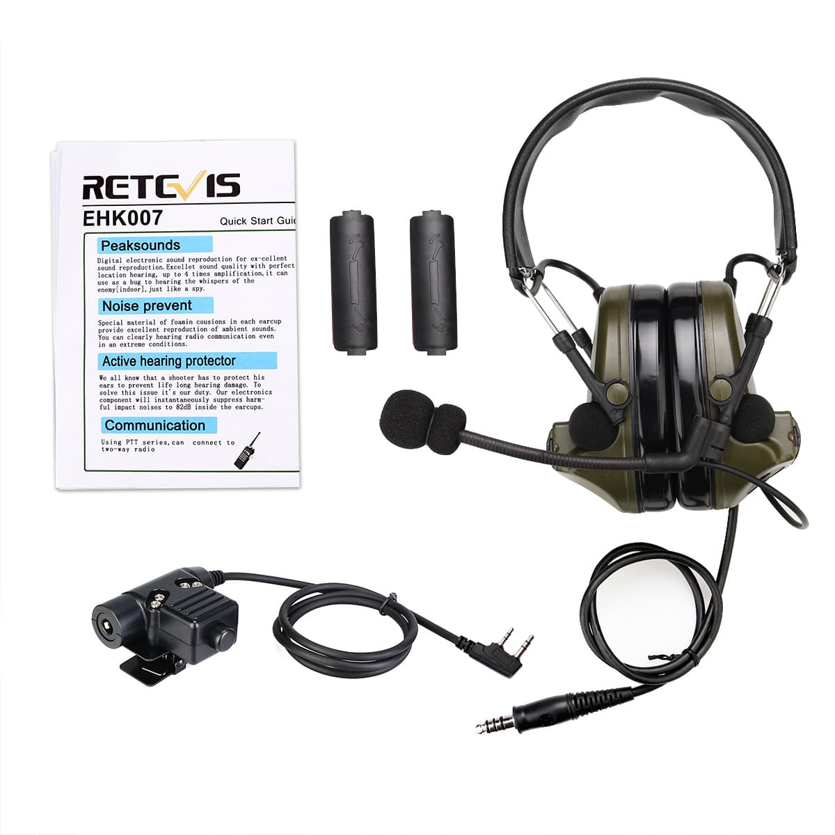 Retevis EHK007 Tactical Electronic Hearing Protector Headset