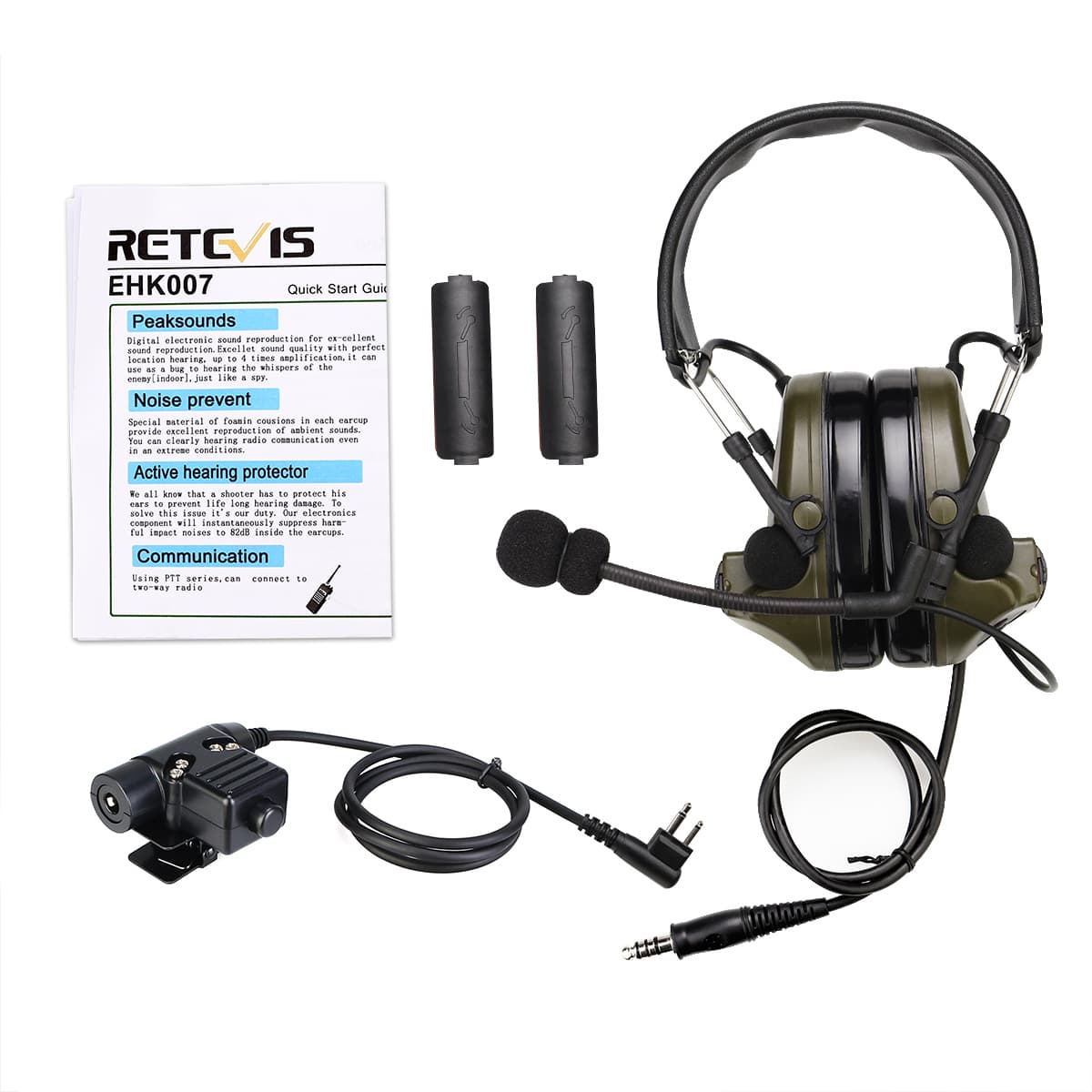 Retevis EHK007 Tactical Electronic Hearing Protector Headset