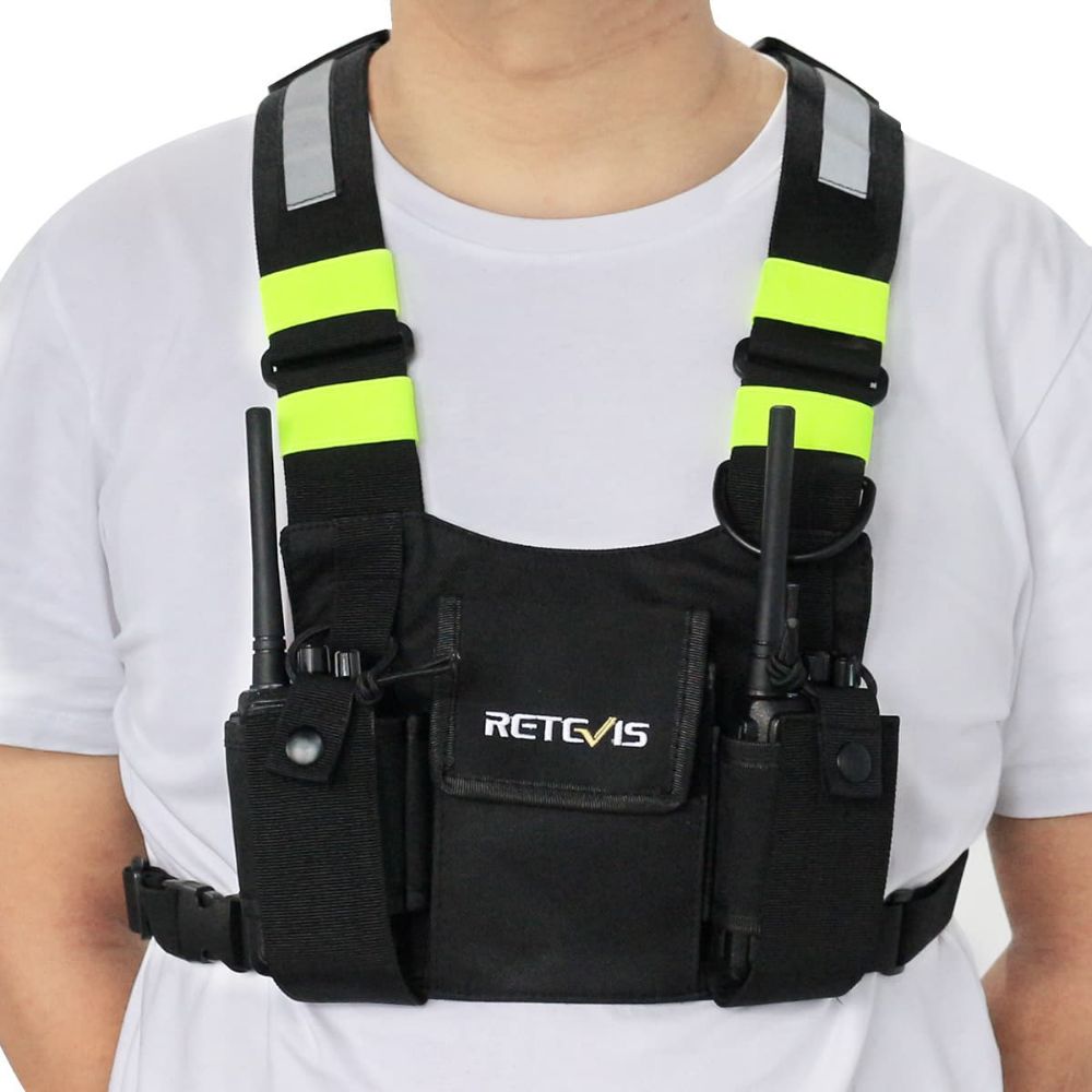 Universal Black Radio Chest Pack with Fluorescent Bar