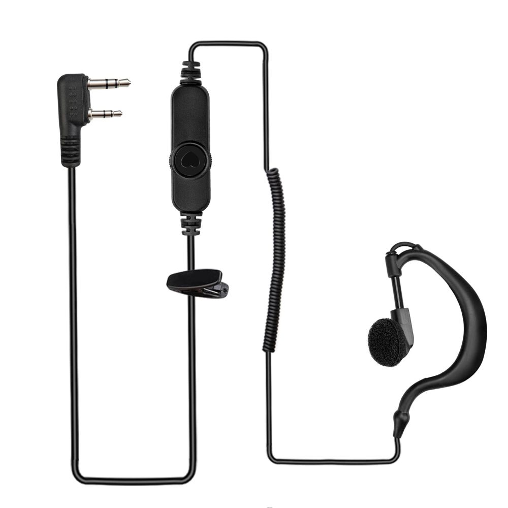 Volume Control Coiled Earpiece Inline PTT Mic G-Shell
