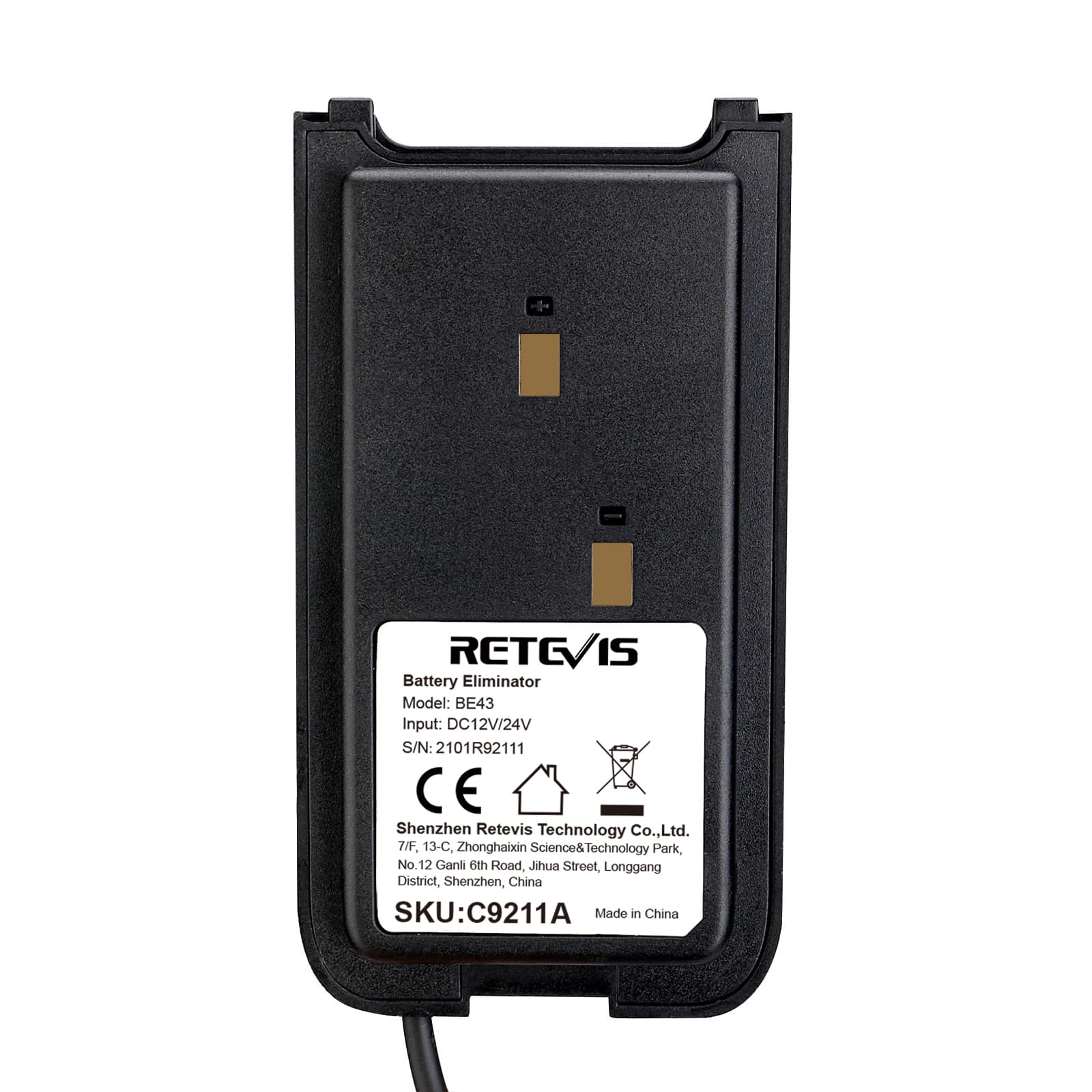 Battery Eliminator 12/24V for Retevis RT43/RT76/RT76P