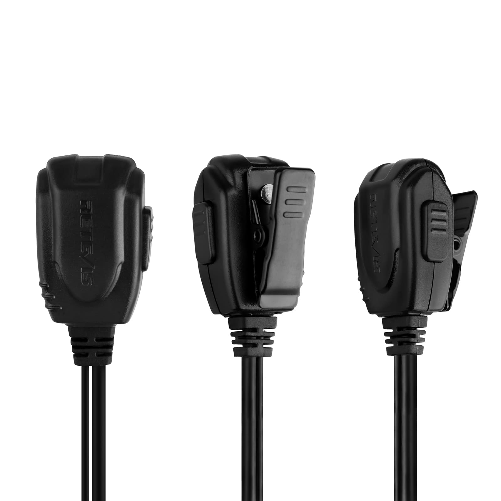 EEK015 Coiled Top Cable D-Shape Earpiece Inline PTT Mic