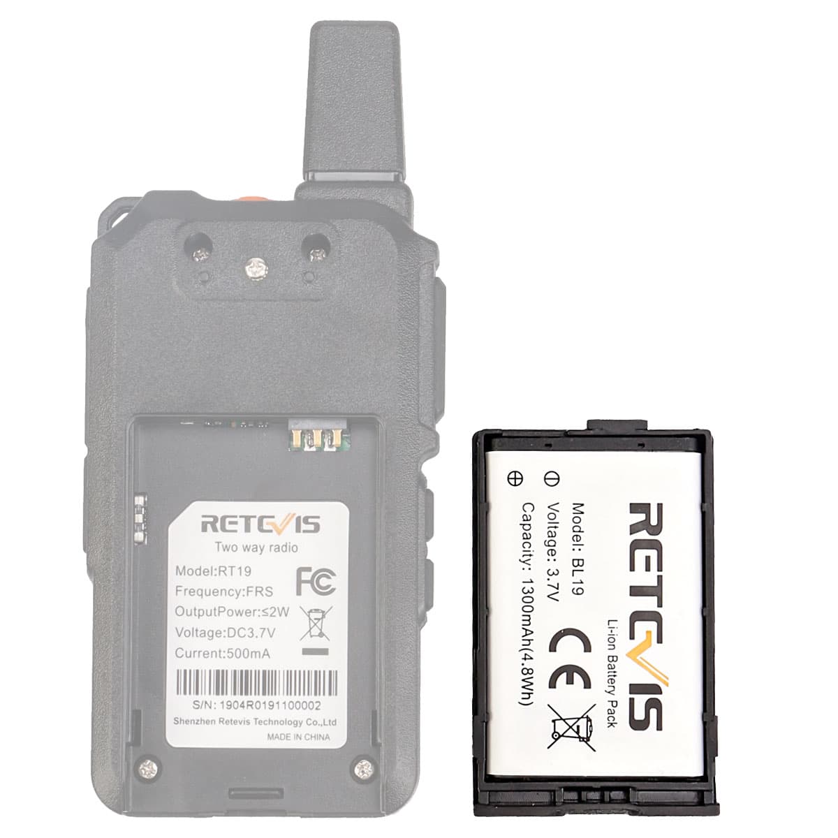 Original Rechargeable Li-ion Battery for Retevis RT19 RT619