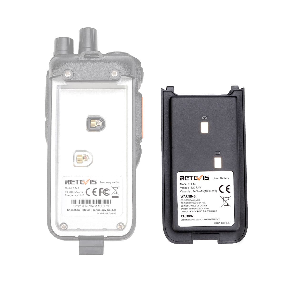 1400mAh Original Li-ion Battery for Retevis RT43 RT76 RT76P