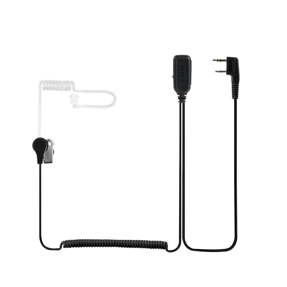 24" Straight Cable Coil Tube Earbud Audio Kit Two-Way Radios 3.5mm Right Angle 