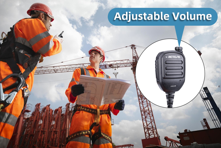 Adjustable Volume Remote Speaker Mic for High Noise Ambient