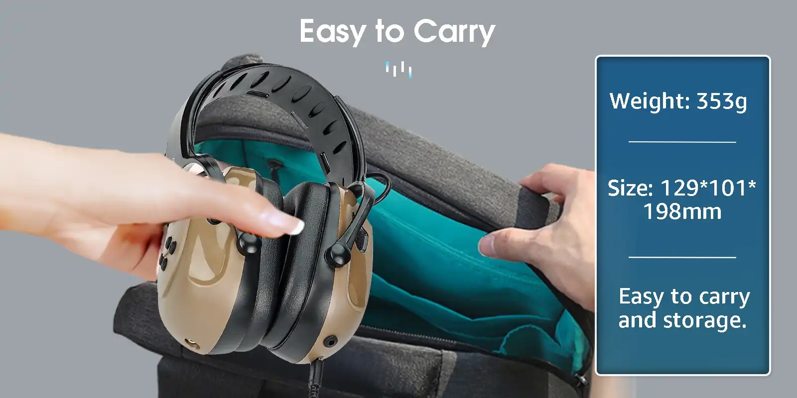 The Bluetooth earmuff is foldable and comes with a pouch for easy carrying anywhere.